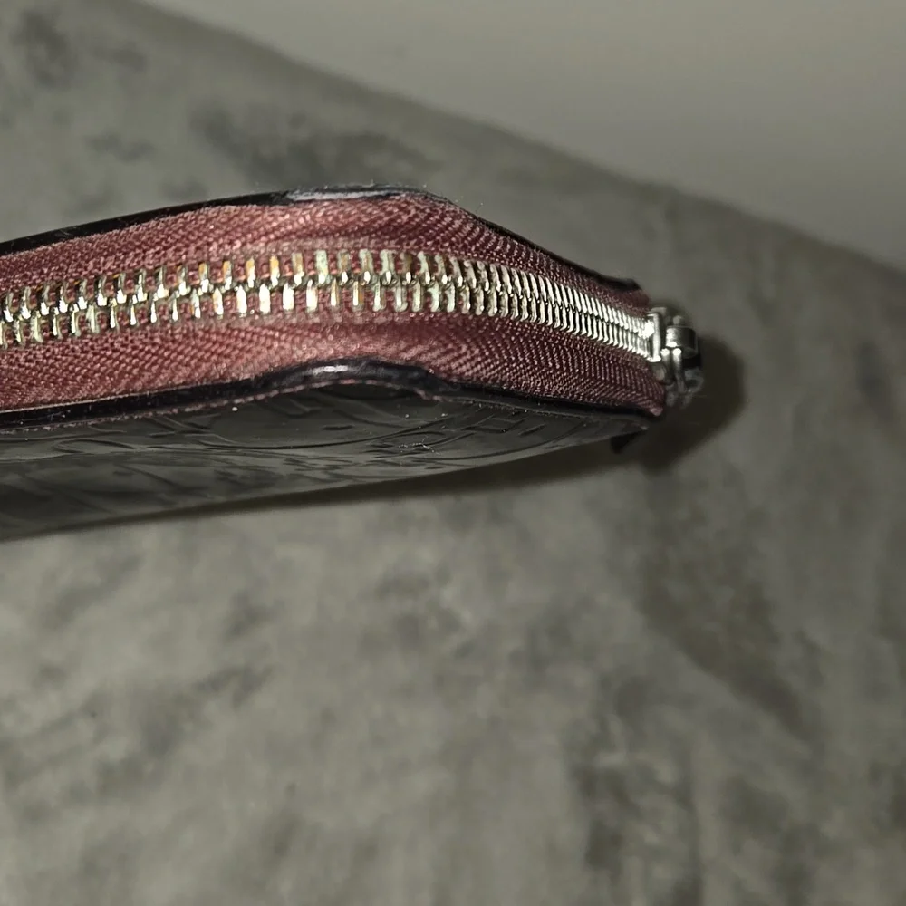 Dior Burgundy Patent Leather Embossed Wallet